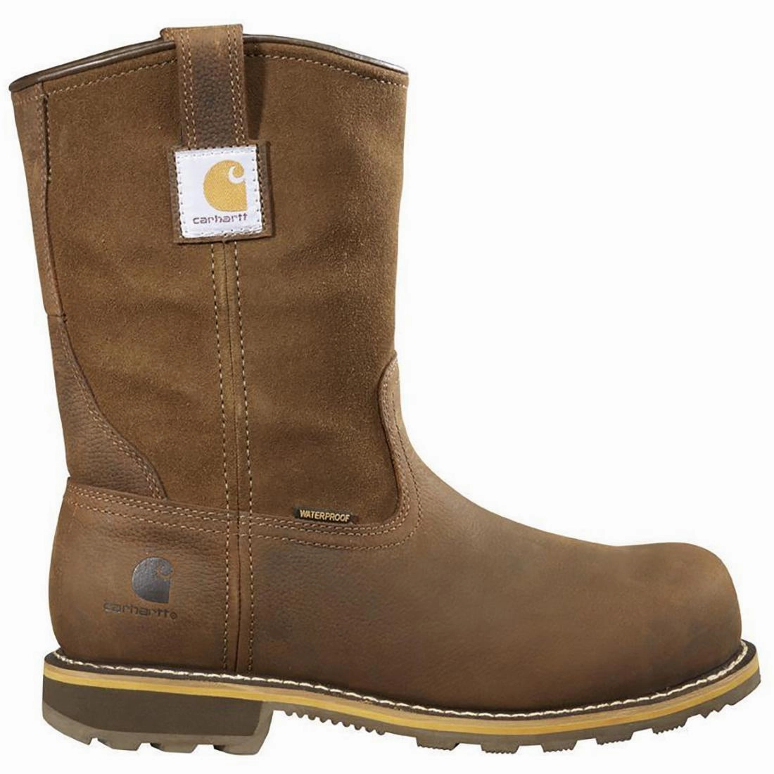 10" Traditional Welt Nano-Toe Waterproof Wellington Pull-On Work Boot Brown Soft Chic Dynamic Flex Design