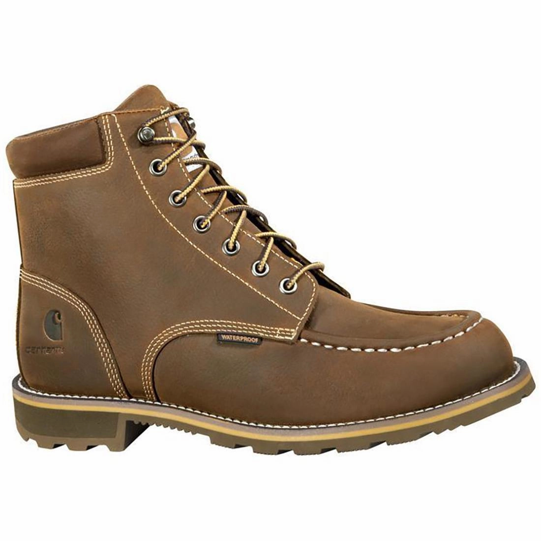 6" Traditional Welt Waterproof Moc Toe Soft Toe Boot Dark Brown Torsional Stability Control