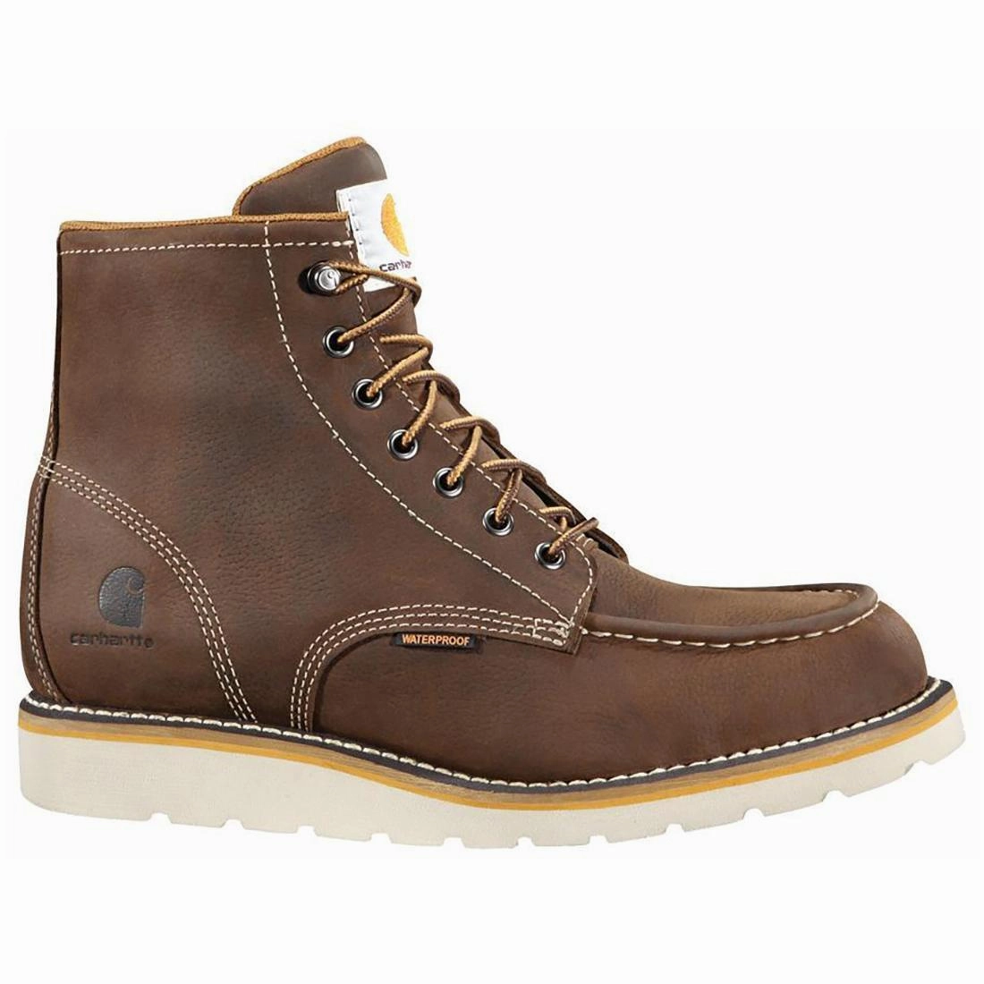 Characteristic 6" Waterproof Moc Toe Wedge Soft Toe Boot Dark Brown