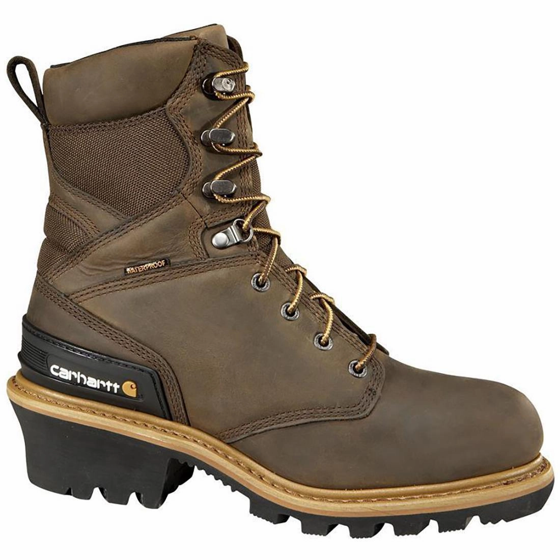8" Waterproof Insulated Climbing Logger Composite Toe Work Boot Brown breathability - level Recycled fabric