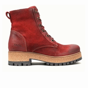 Taos Main Street Lace Up Mid Boot (Women) - Garnet Rugged Leather Elastic Gusset All weather