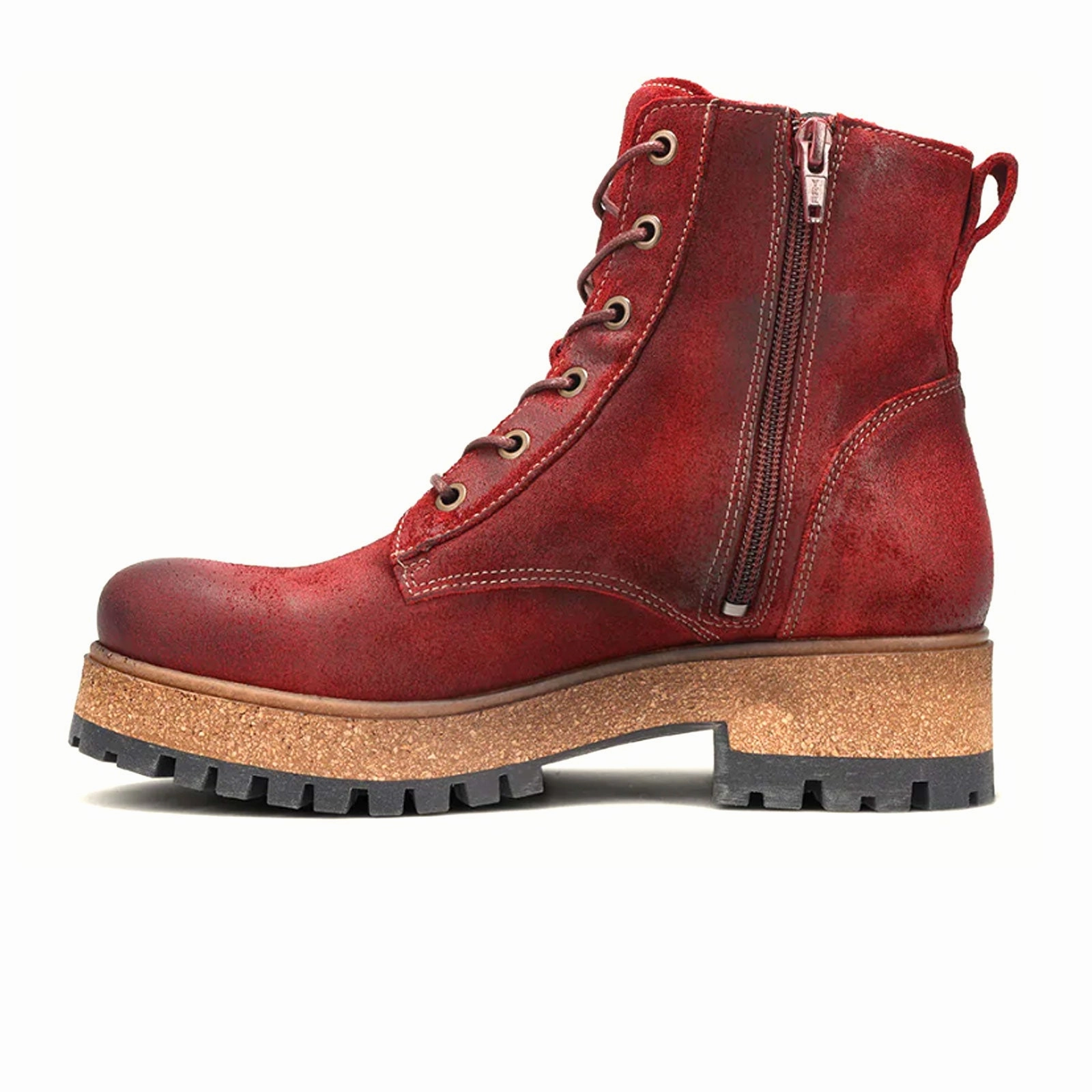 Fashion Show Taos Main Street Lace Up Mid Boot (Women) - Garnet Rugged Leather