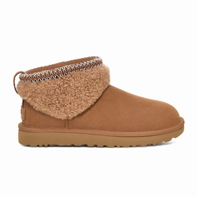 UGG? Classic Ultra Mini Maxi Curly Boot (Women) - Chestnut Adjustable Strap Mechanism