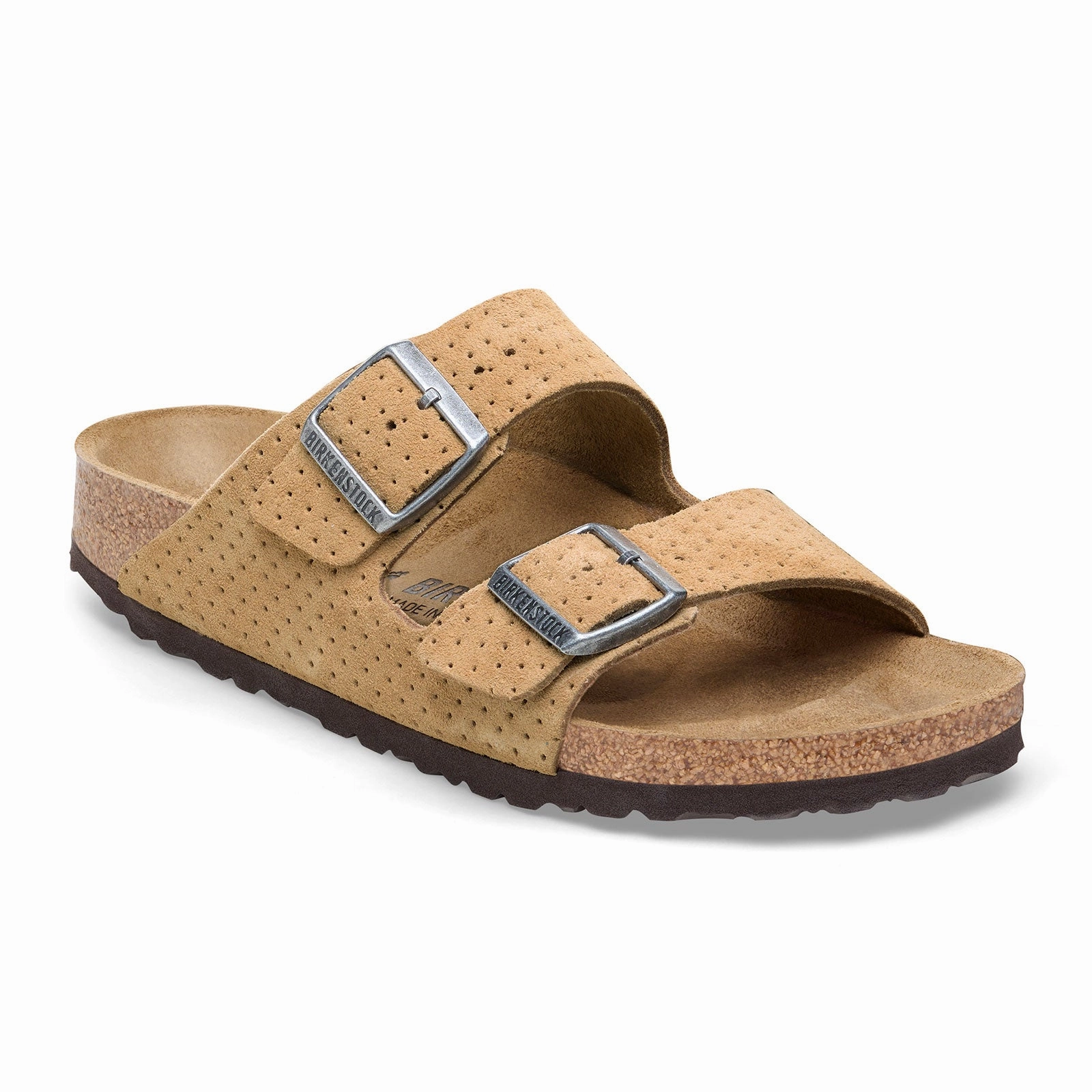 Birkenstock Arizona Narrow Slide Sandal (Women) - Dotted New Beige Suede Casual Walk