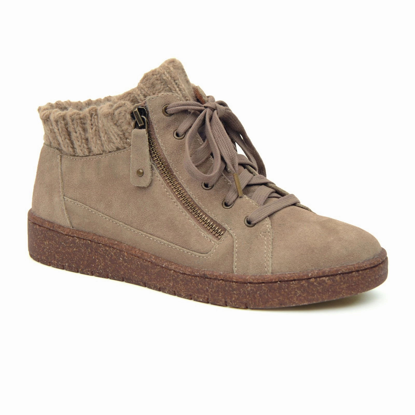 Slip   Resistant Lug Anti-Skid Aetrex Bonnie Ankle Boot (Women) - Taupe Suede