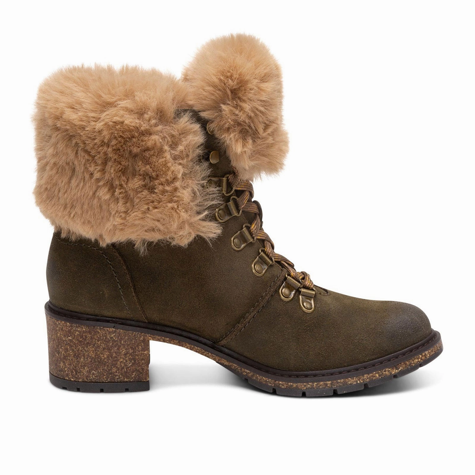 Modern Utility Aetrex Brooklyn Mid Boot (Women) - Khaki Leather