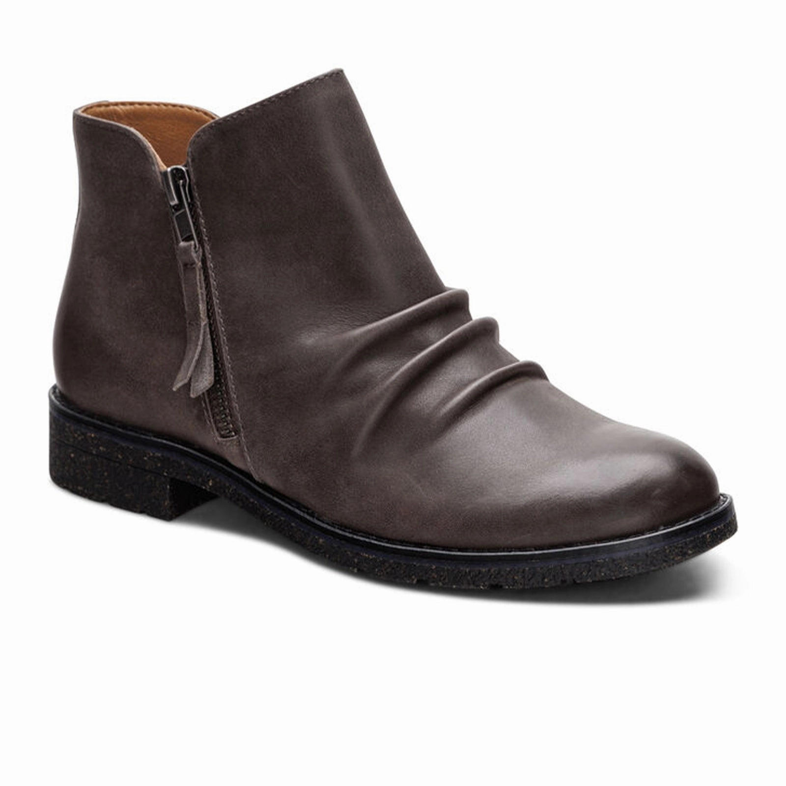 Quick Pull Elastic Material Aetrex Mila Ankle Boot (Women) - Charcoal Grey