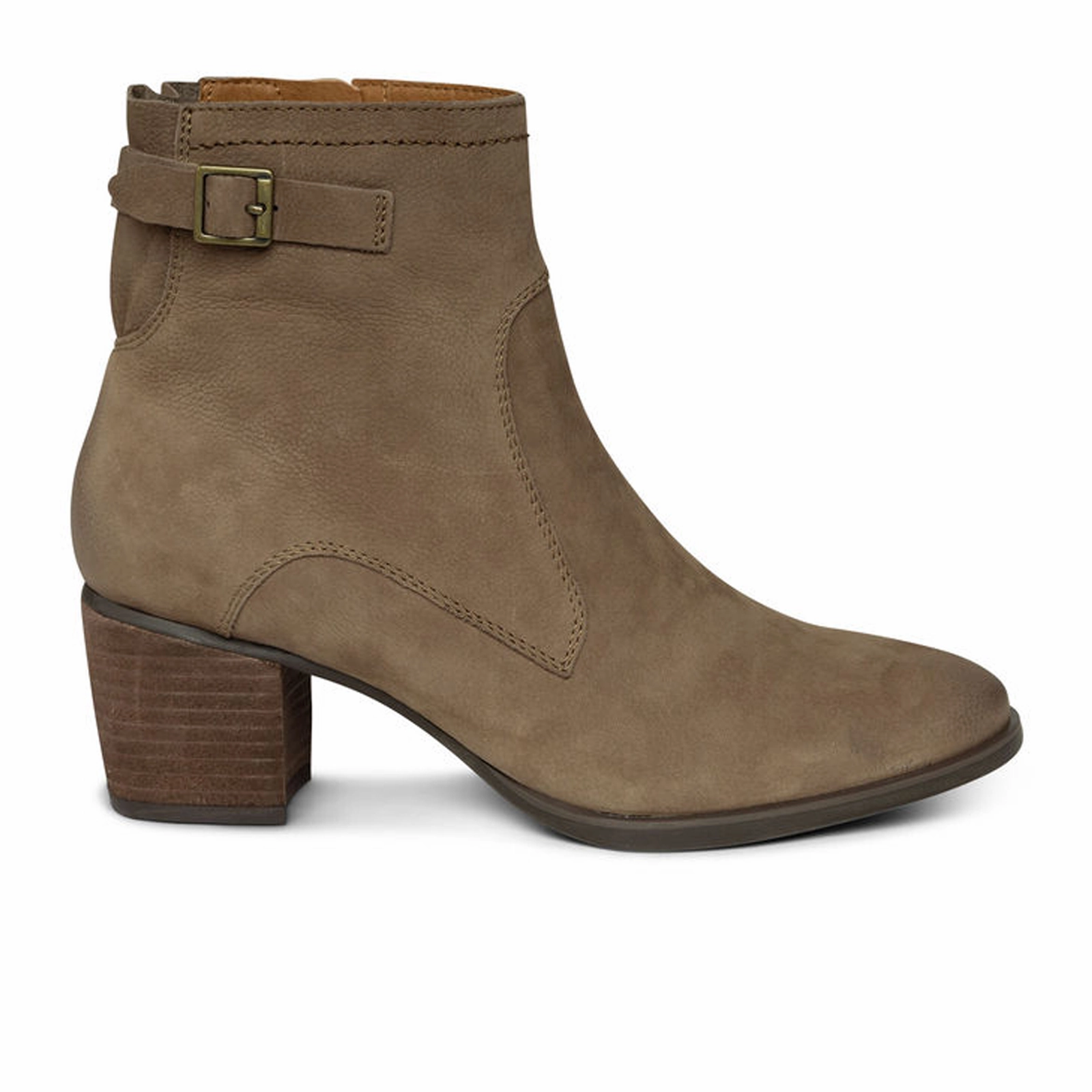 Traction Line Aetrex Rubi Heeled Ankle Boot (Women) - Taupe