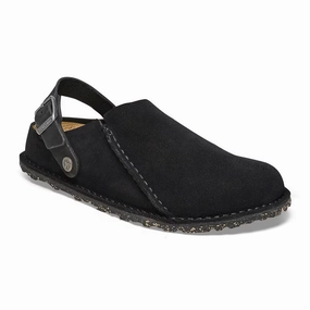 Birkenstock Lutry Slipper (Men) - Black Suede High Heel Durable Rubber Tread