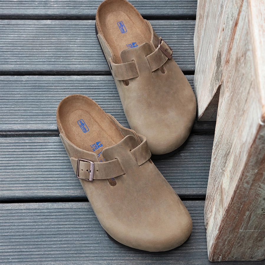 Secure fit BOSTON SOFT CLOG - TOBACCO - OIL LEATHER