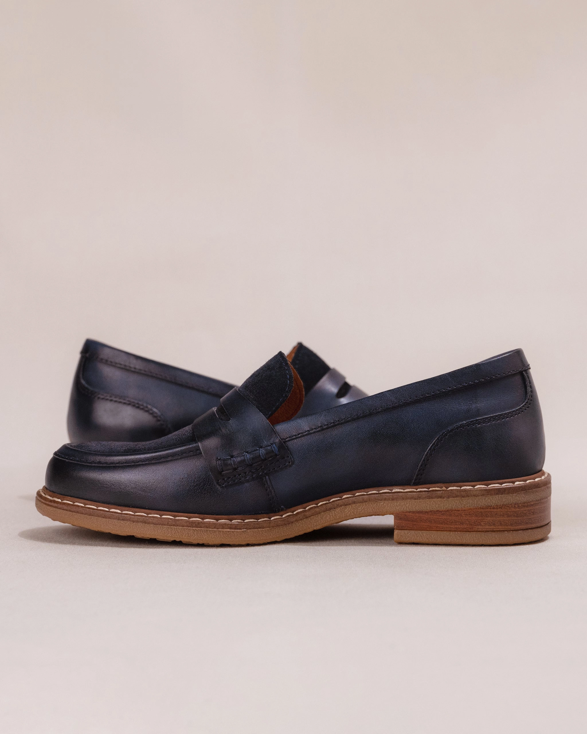 Appealing Multi Density Foam ALDAYA PENNY LOAFER - BLUE - LEATHER