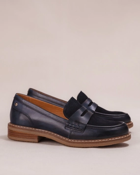 Fitted Design ALDAYA PENNY LOAFER - BLUE - LEATHER