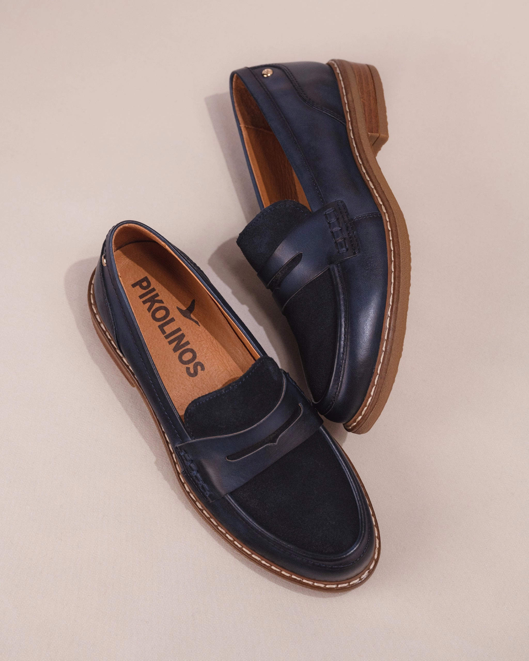 ALDAYA PENNY LOAFER - BLUE - LEATHER baseball players - specific features Cushioned Heel Support