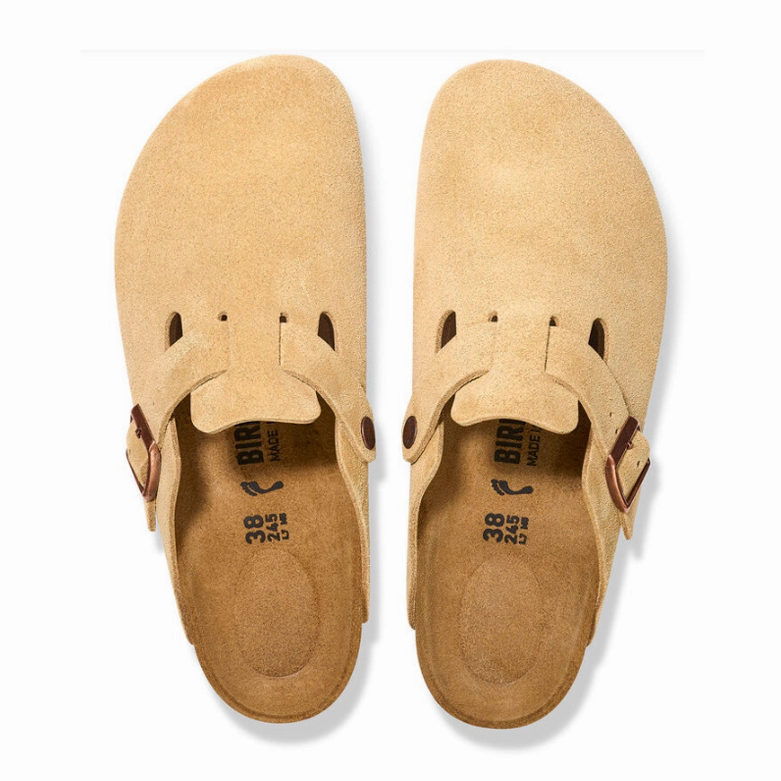 Birkenstock Boston Narrow Clog (Women) - Latte Cream Suede Canvas
