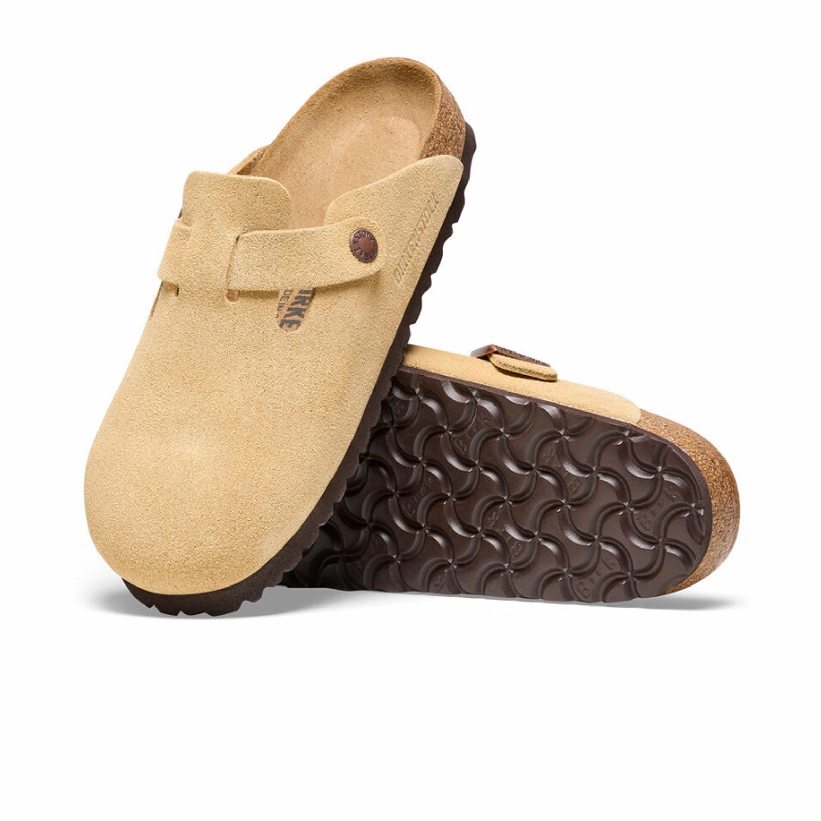 Birkenstock Boston Narrow Clog (Women) - Latte Cream Suede Non Slip Outsole