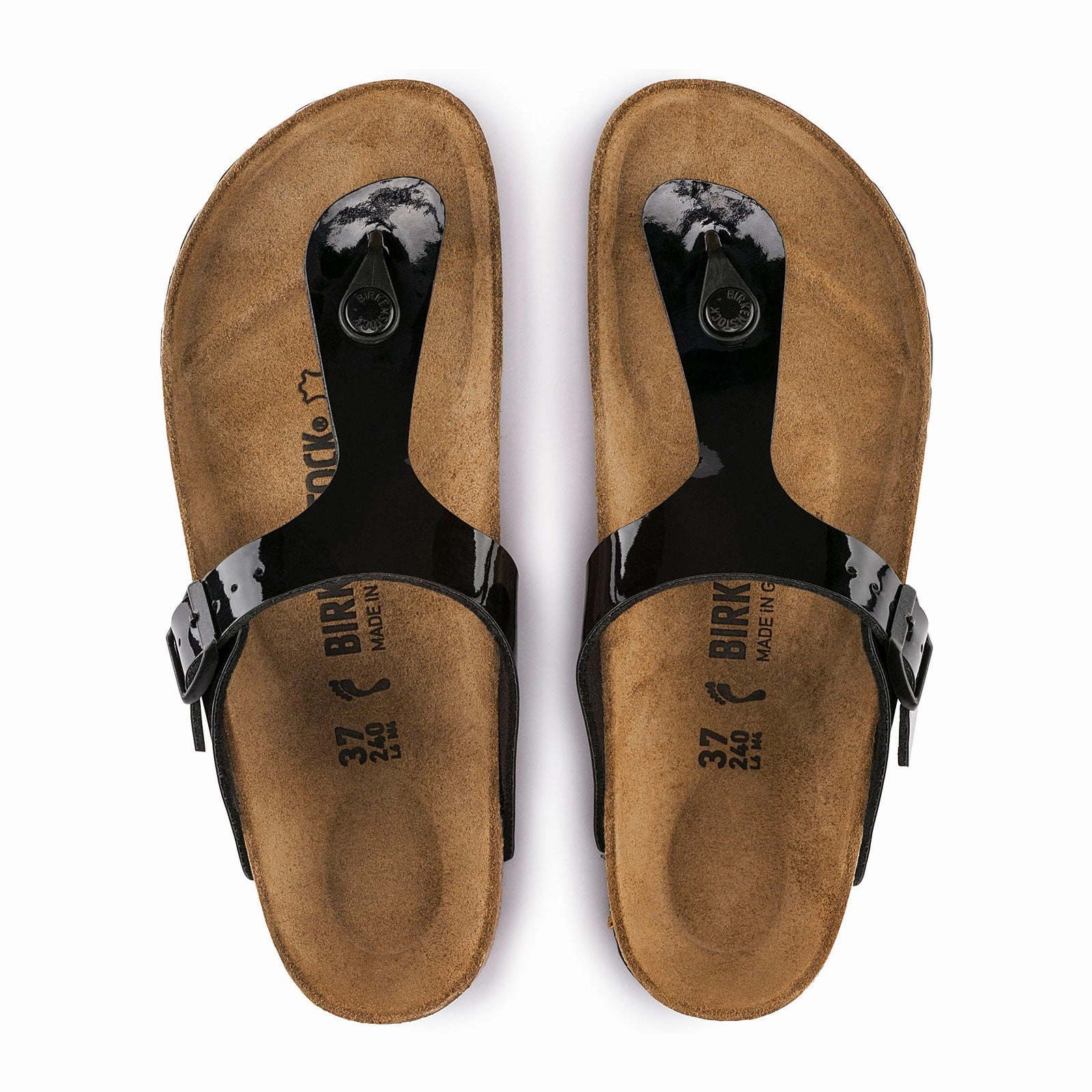 Birkenstock Gizeh Sandal (Women) - Patent Black-Birko Flor Impact Diffusing Chic Shoes