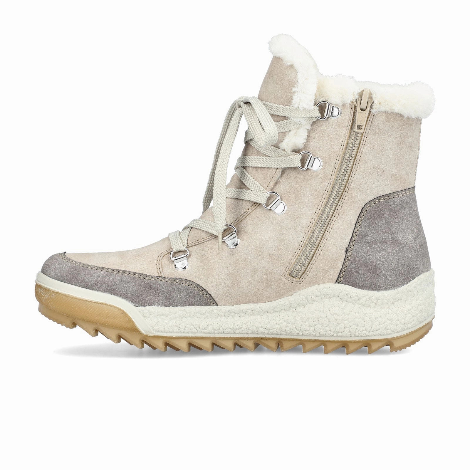 Rieker Aria Y4744-61 Mid Winter Boot (Women) - Grey/Mushroom Tight Fit Low Profile Midsole
