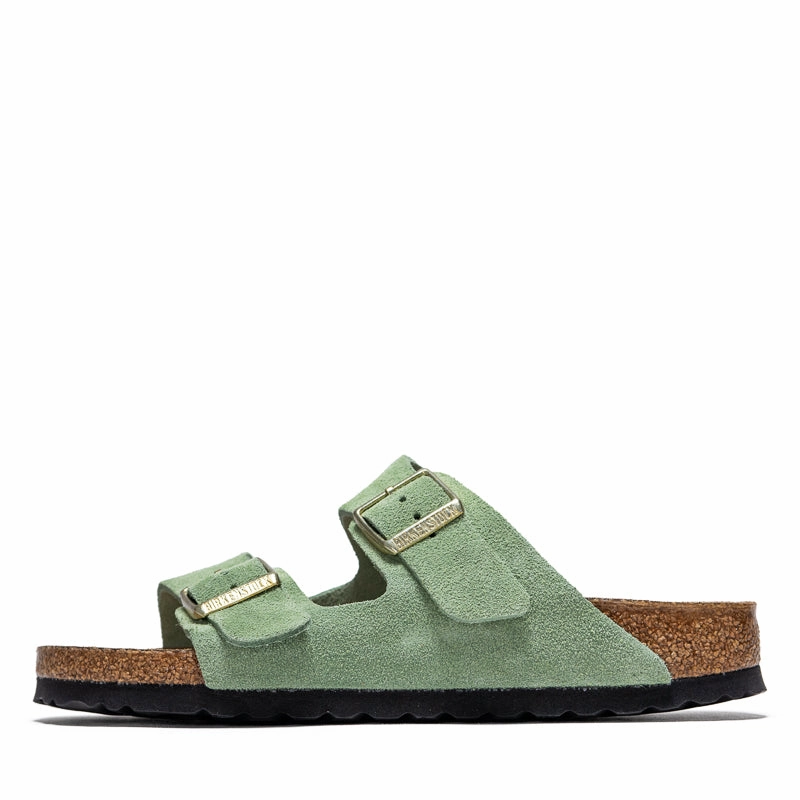 Women's Birkenstock Arizona Soft Footbed Suede - Green Tea Quick Boost