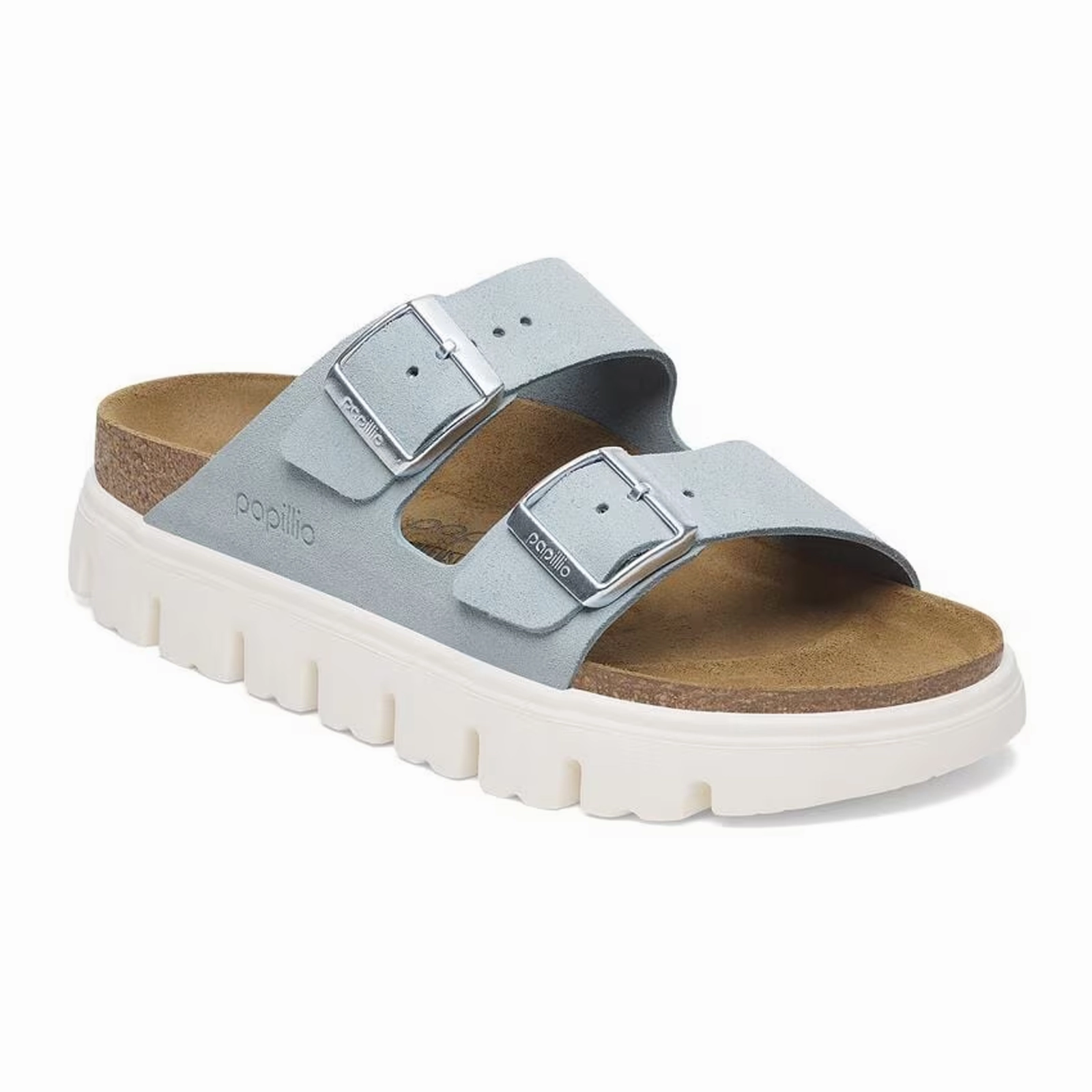 Birkenstock Arizona Chunky Narrow Slide Sandal (Women) - Baby Blue Suede Relaxed Style