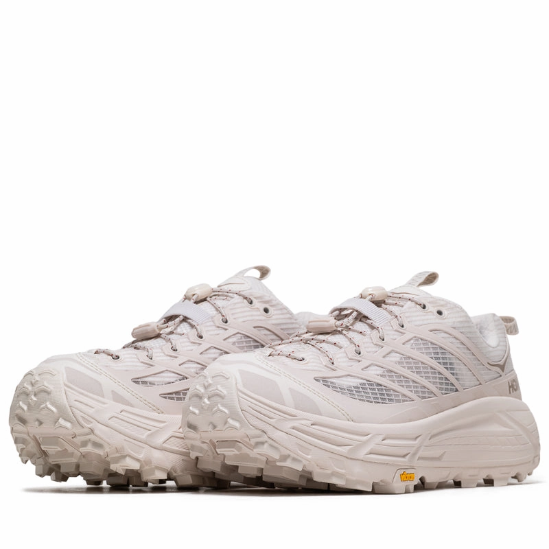 Hoka Mafate Three2 Grid - Rose Cream/Stucco Flexible Frame Night Travel Velvet Texture