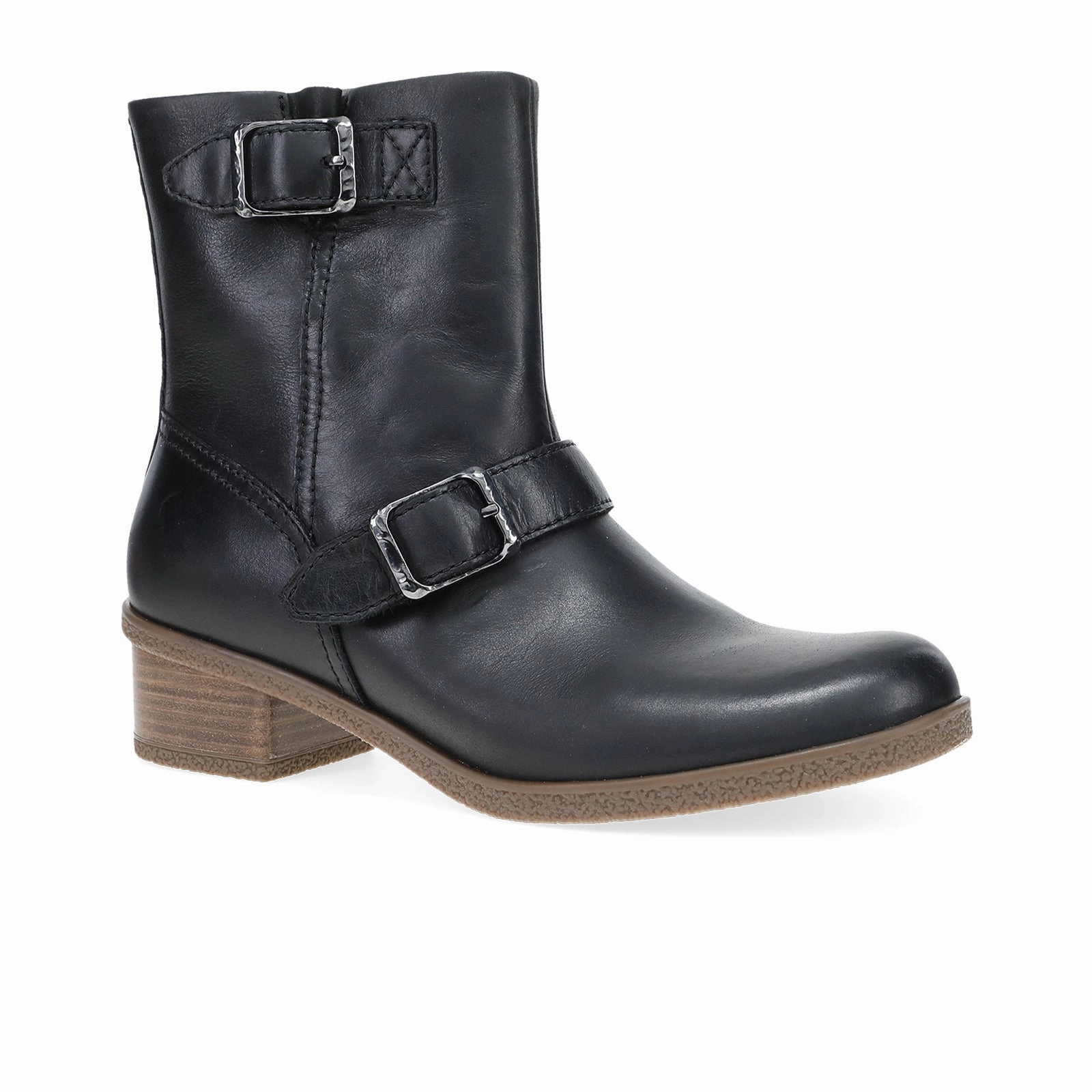 buckle Dansko Delphine Mid Boot (Women) - Black Waterproof Burnished