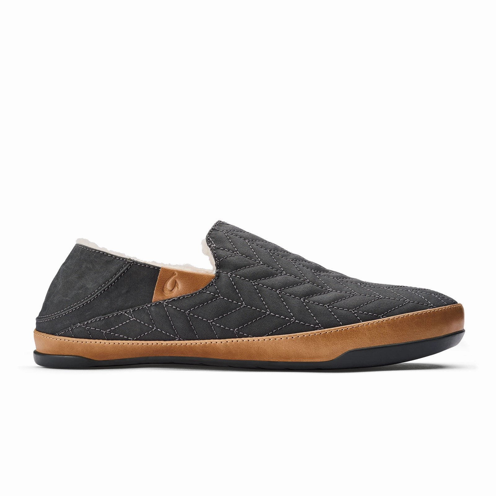 Seamless Edge Binding OluKai HanoHano Waxed Canvas Slipper (Men) - Dark Shadow/Dark Shadow