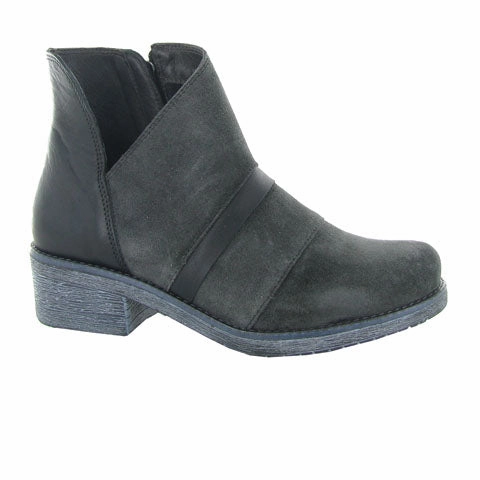 Naot Emerald Ankle Boot (Women) - Oily Midnight Suede/Black Leather Family Fit Easy on