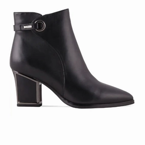 AquaDiva Irma Ankle Boot (Women) - Black Leather Thermal Core Rainy Day Commuter Fashion Show