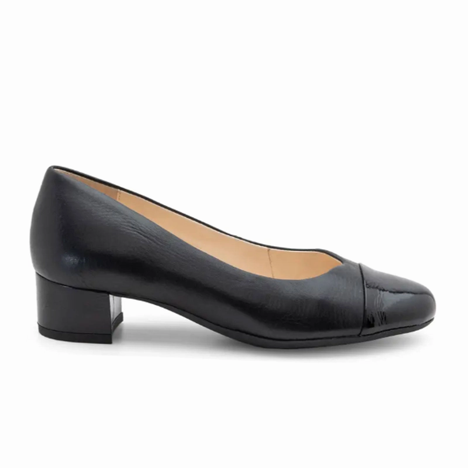 Ara Nanette Block Heel Pump (Women) - Black Patent/Black Calf Stretchable Summer Open Toe Shoes