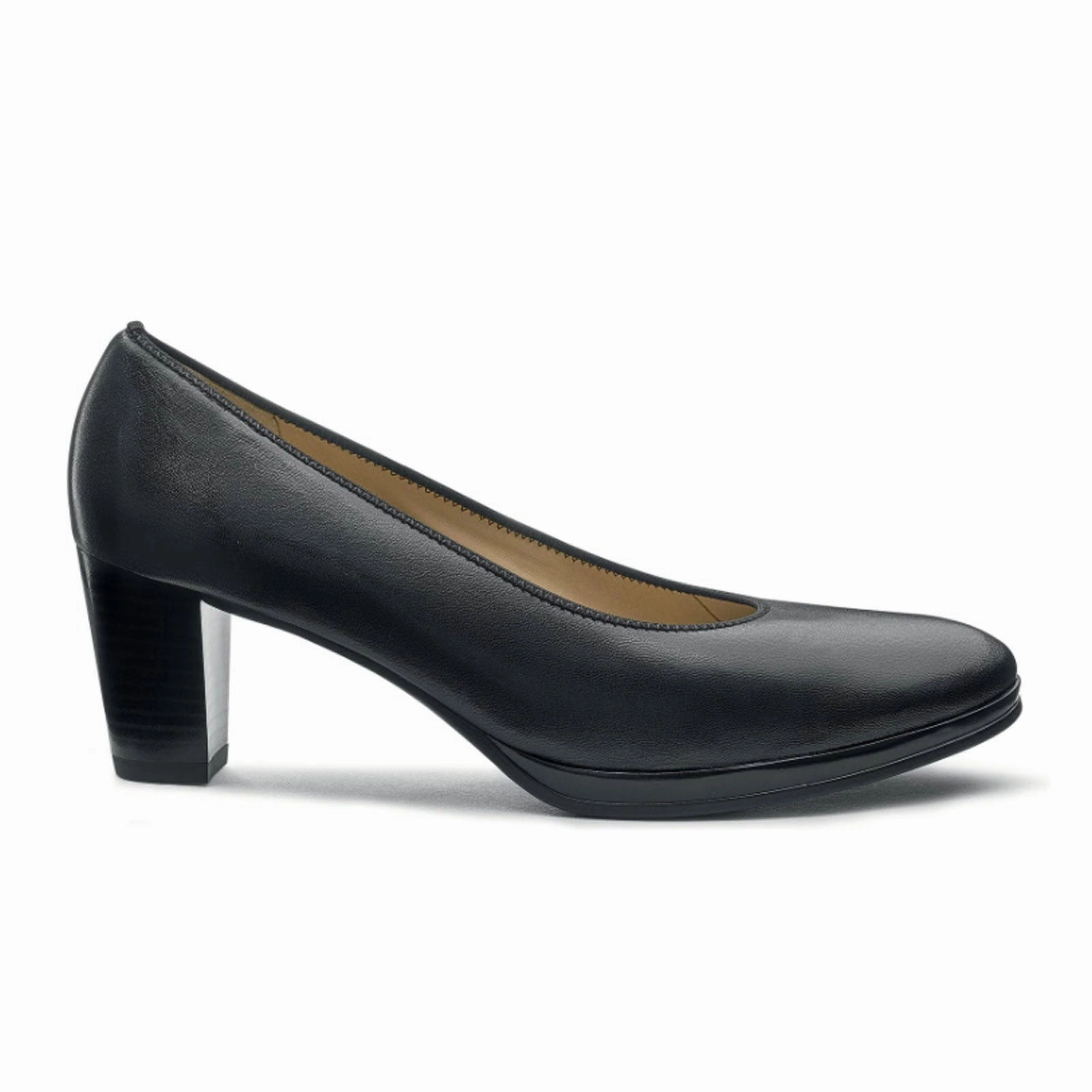 Ara Ophelia Pump (Women) - Black Nappa Leather Soft Insole Stacked Traction Lugs