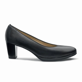 Ara Ophelia Pump (Women) - Black Nappa Leather Soft Insole Stacked Traction Lugs