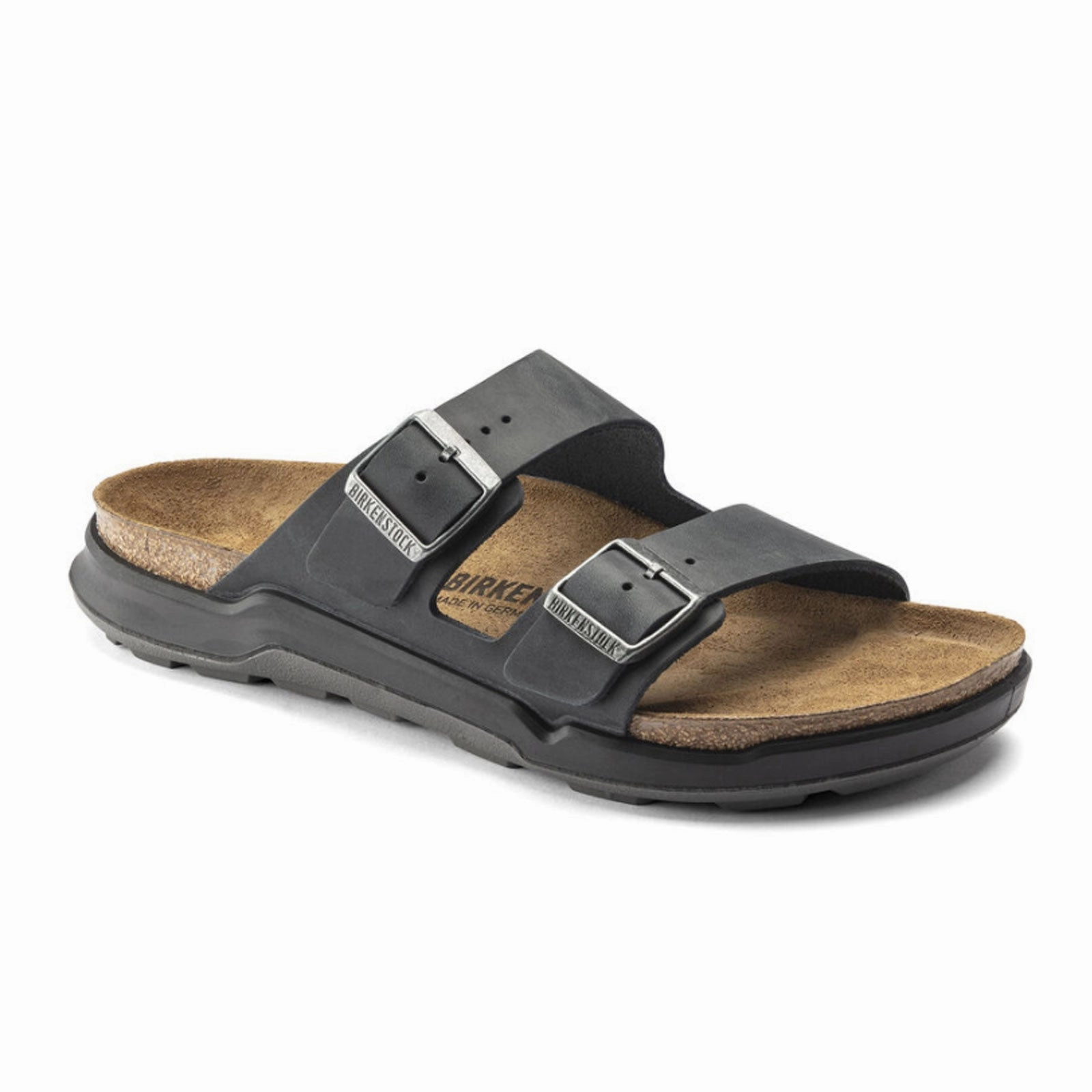 Birkenstock Arizona Crosstown Slide Sandal (Men) - Black Oiled Leather Beach Mode