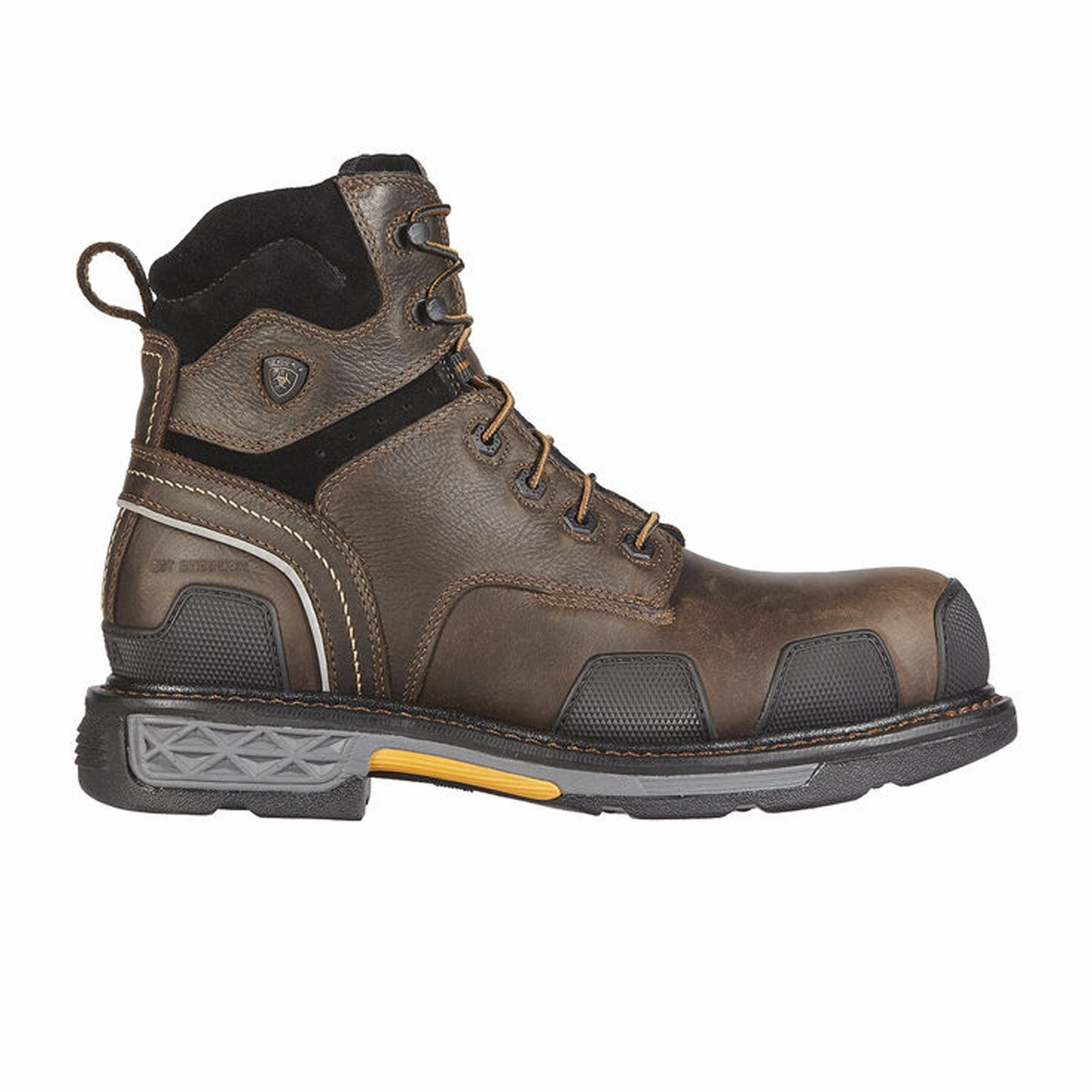 Ariat OverDrive 6" Composite Toe Work Boot (Men) - Dark Brown Rubber Compound Outsole Flexible Frame Rainy Day Commuter