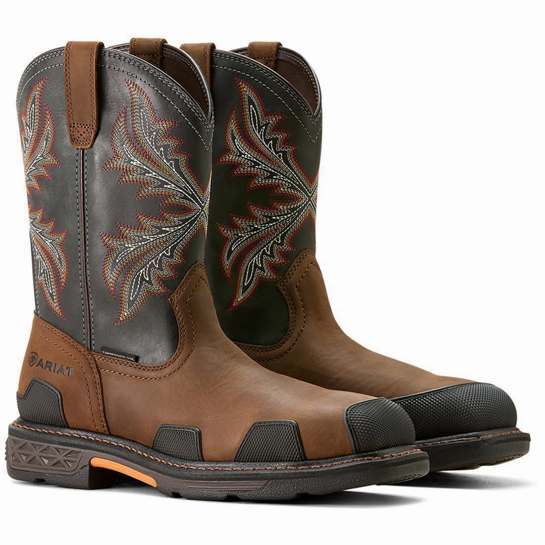 OverDrive Composite-Toe Wide Square Toe Work Boot Brown Shock Absorption Core Trend-setting