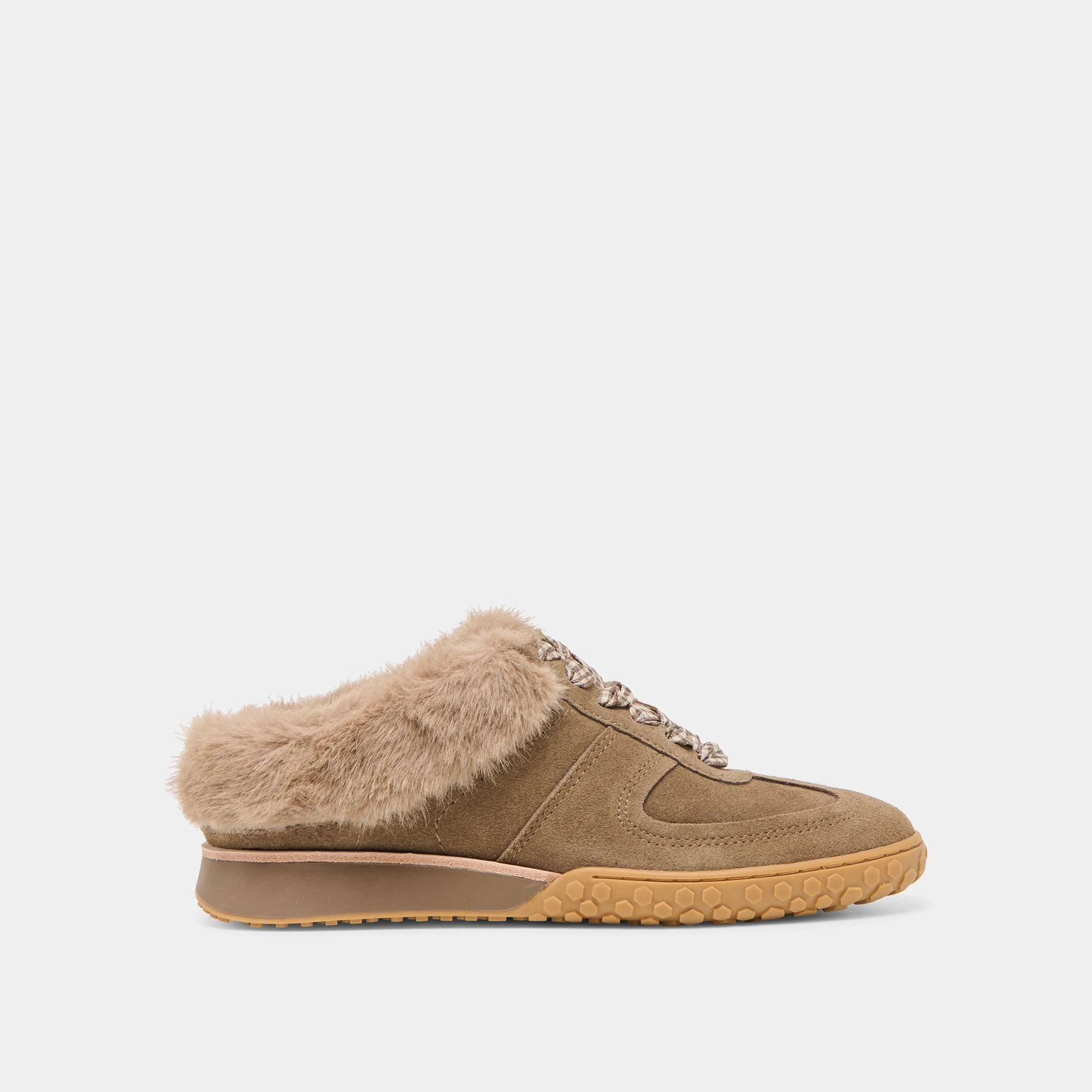Zero Drop Heel IZZEY PLUSH SNEAKERS OLIVE SUEDE