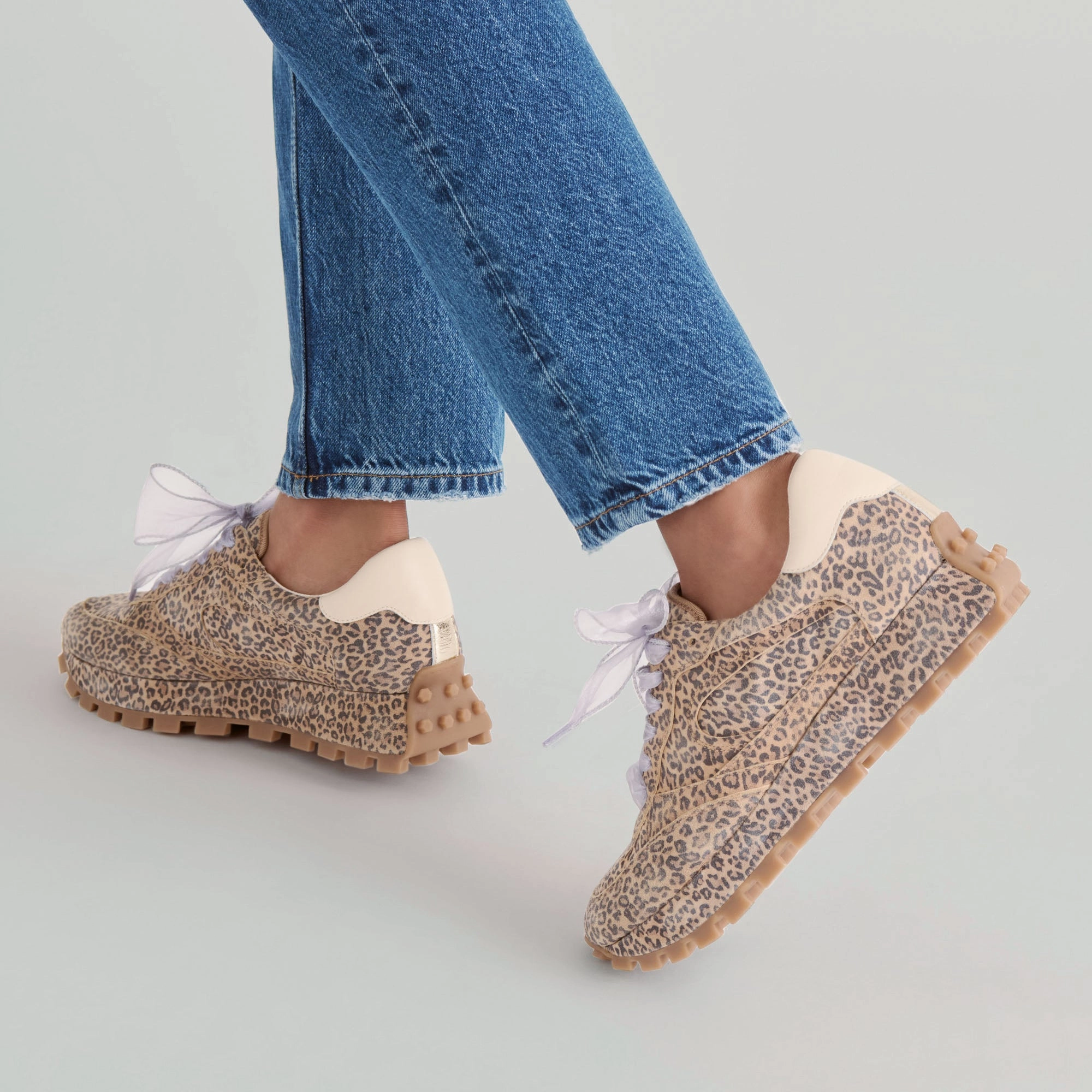 TRICIA SNEAKERS TAN LEOPARD PRINTED SUEDE Comfortable Travel