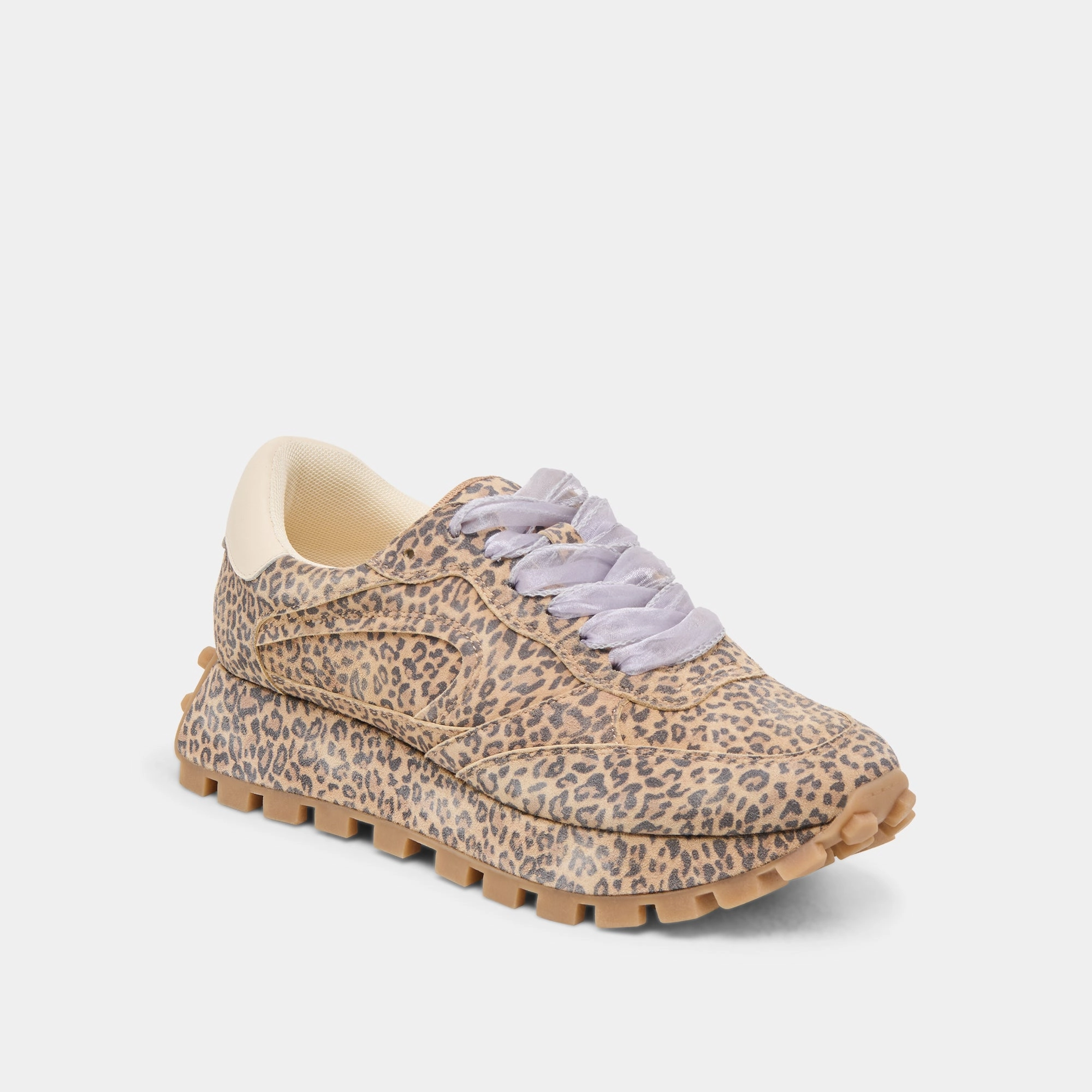 Supportive Design TRICIA SNEAKERS TAN LEOPARD PRINTED SUEDE