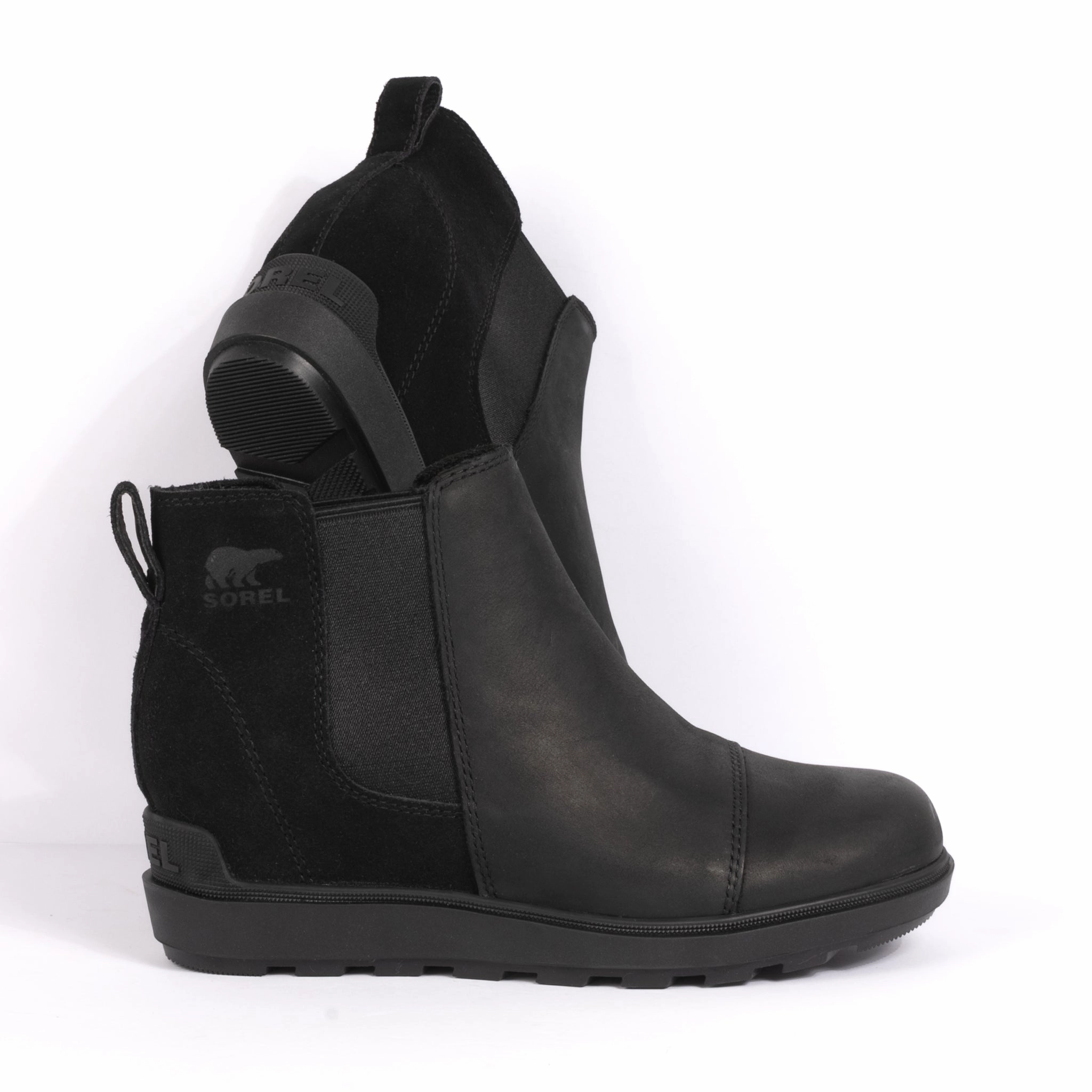 Small wedge EVIE II CHELSEA - BLACK - LEATHER/SUEDE