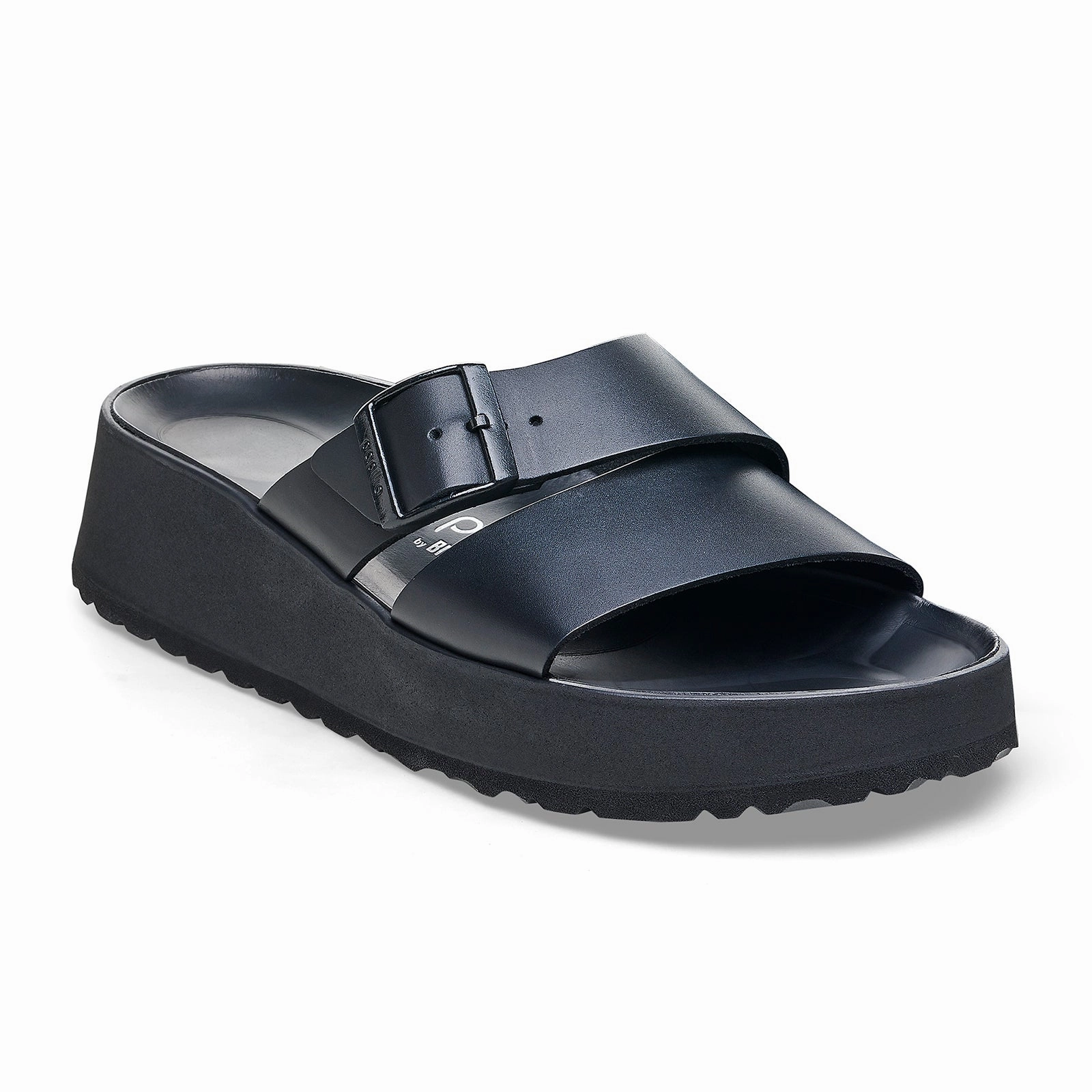 Birkenstock Almina Narrow Slide Sandal (Women) - Black Leather Clear Shape Moisture Wicking Insole