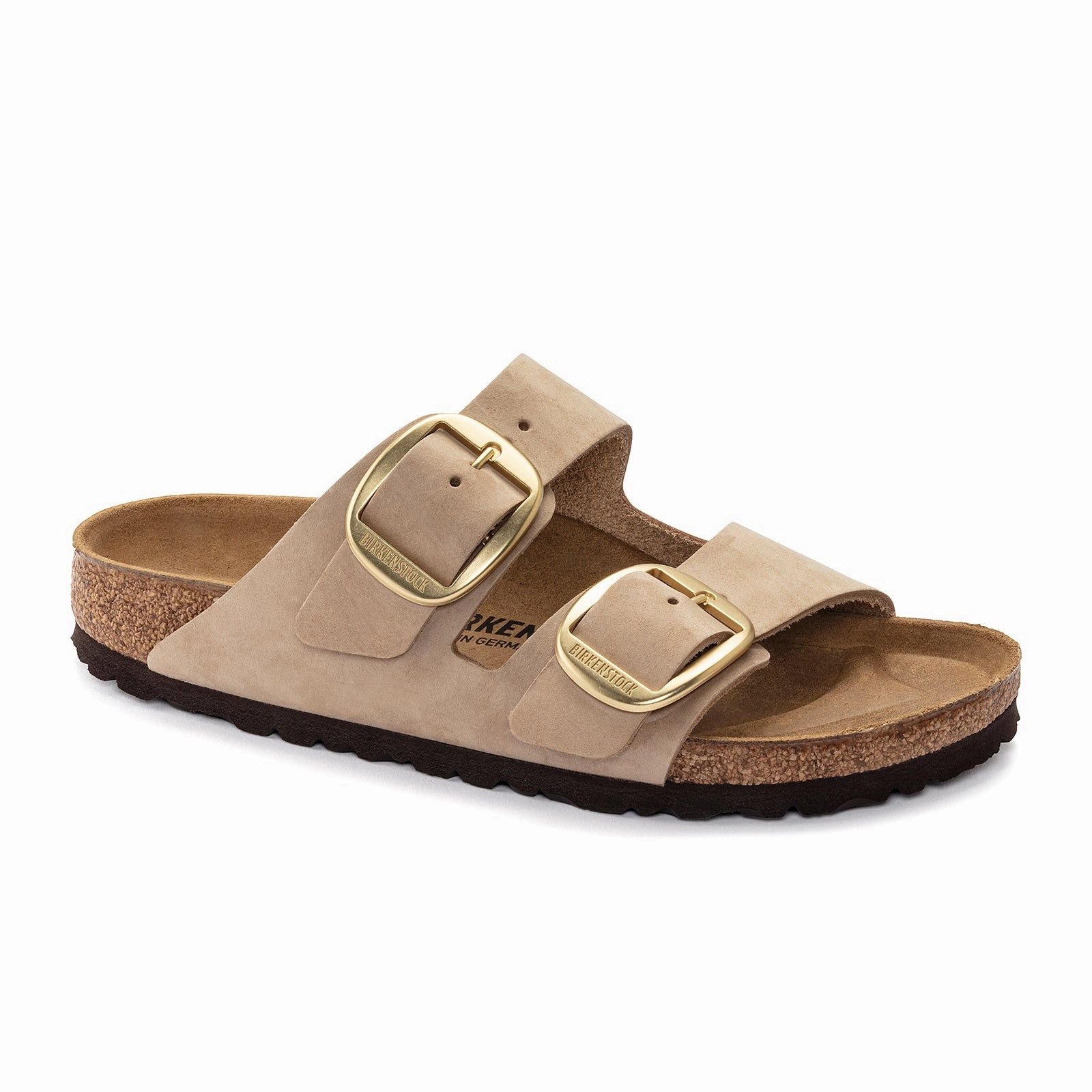 Soft Tech Foam Birkenstock Arizona Big Buckle Slide Sandal (Women) - Sandcastle Nubuck