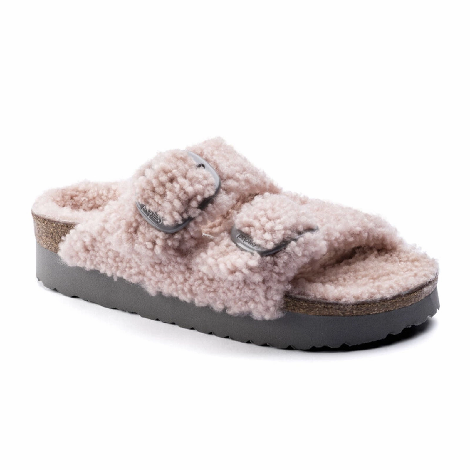 Birkenstock Arizona Big Buckle Slide Sandal (Women) - Teddy Crystal Rose Shearling Toe Thong Outdoor Fit