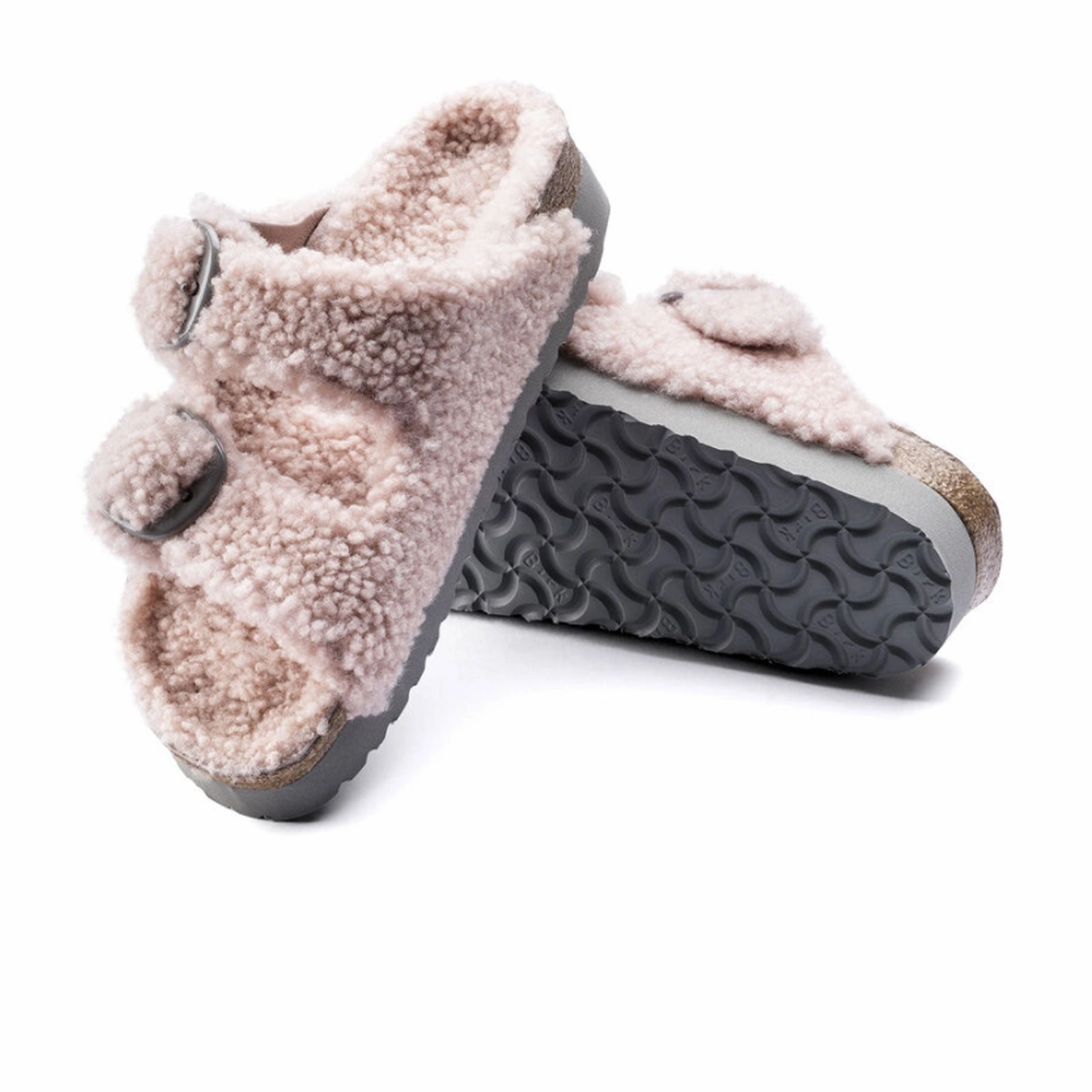 Adjustable band Birkenstock Arizona Big Buckle Slide Sandal (Women) - Teddy Crystal Rose Shearling