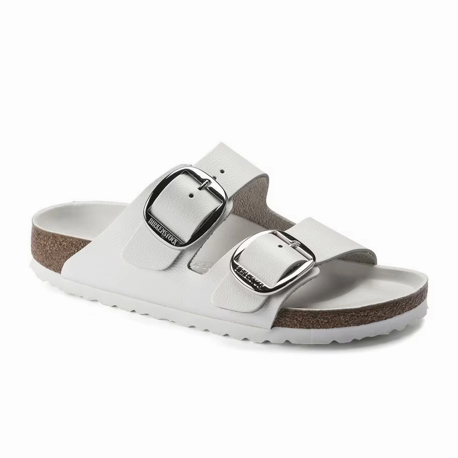 Birkenstock Arizona Big Buckle Slide Sandal (Women) - White Smooth Leather Quick Dry Material cushioning technology