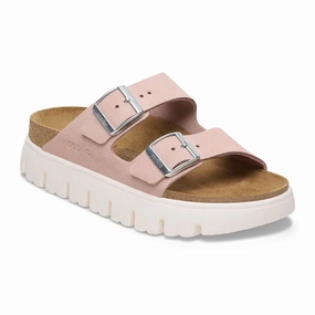Stylish casual sandals Breath Mesh Birkenstock Arizona Chunky Narrow Slide Sandal (Women) - Light Rose Suede