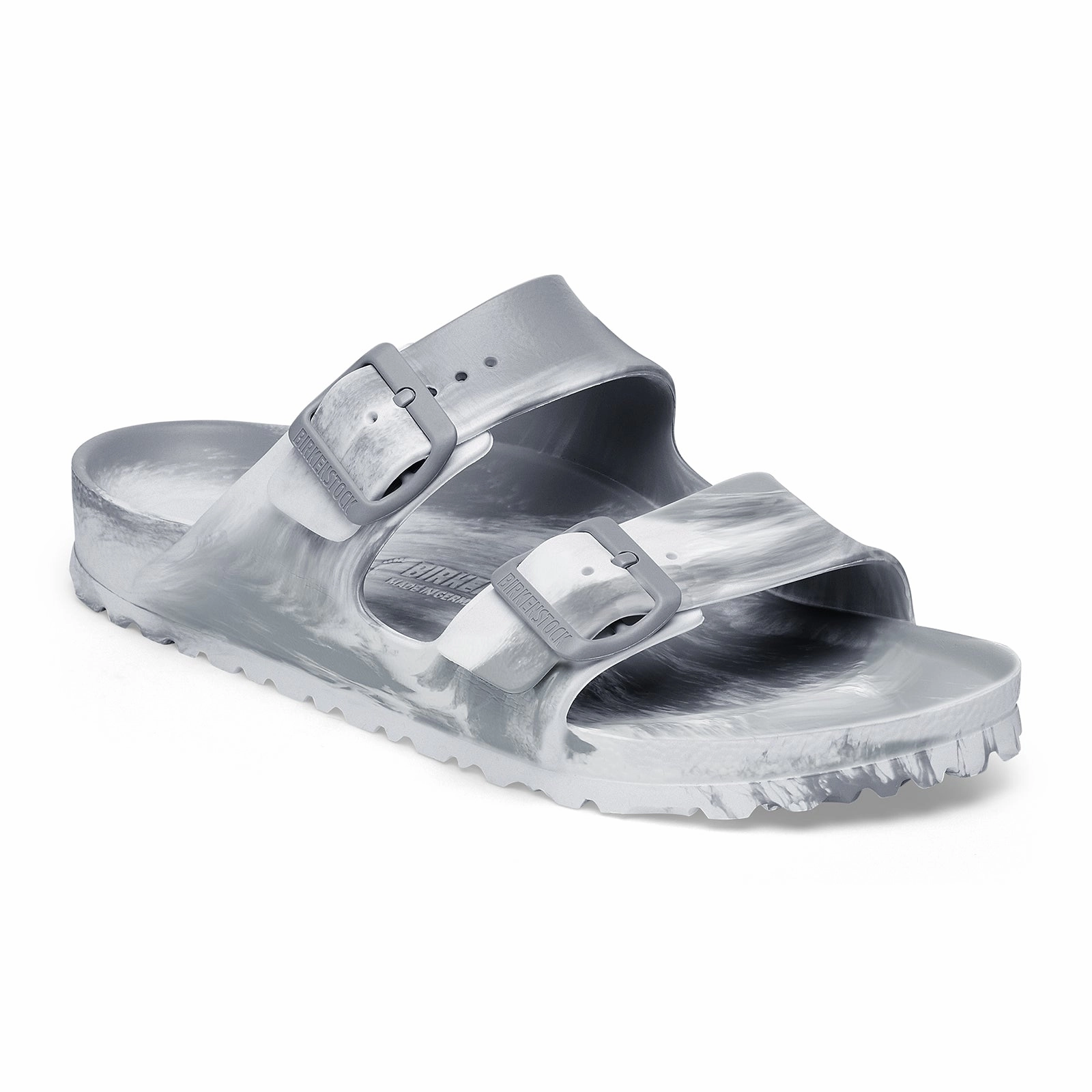 Anti Slip Traction Birkenstock Arizona EVA Narrow Slide Sandal (Women) - Multi Stone Coin/White