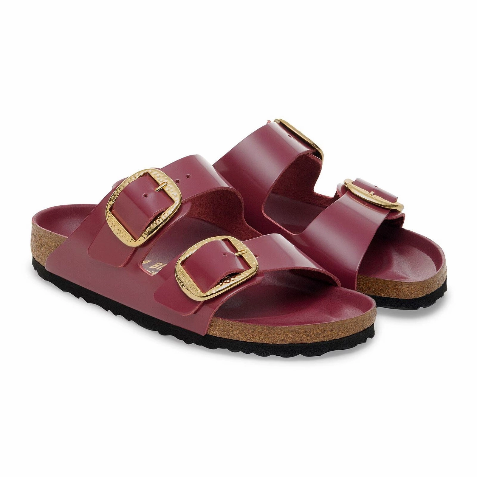 Fresh Air Birkenstock Arizona Hammered Big Buckle Slide Sandal (Women) - High Shine Zinfandel Leather