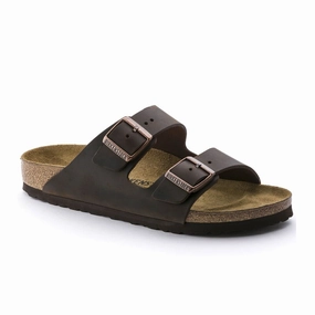 Birkenstock Arizona Narrow Slide Sandal (Unisex) - Habana Oiled Leather Light Travel Shoes Social Walk