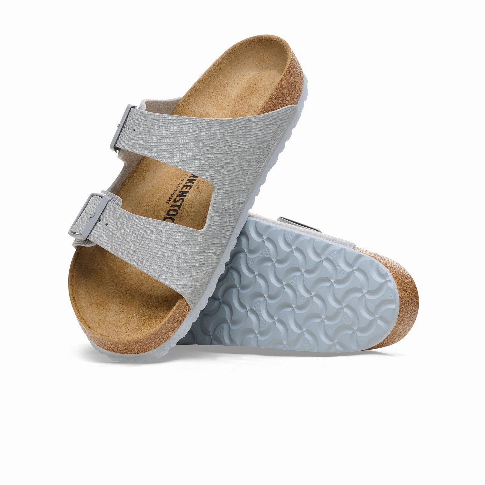 Birkenstock Arizona Slide Sandal (Men) - Saffiano Stone Coin Birko-Flor Easy Look