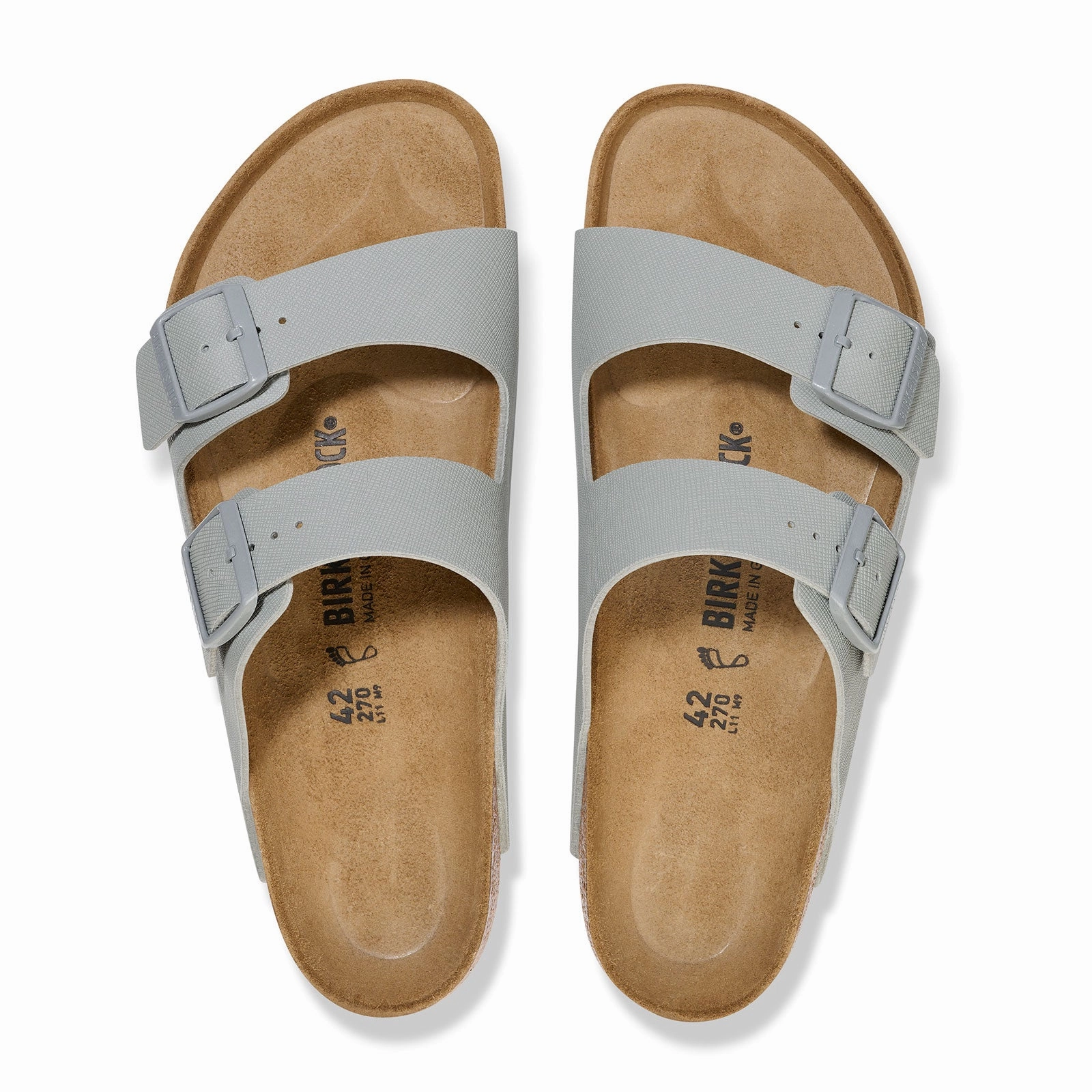 Birkenstock Arizona Slide Sandal (Men) - Saffiano Stone Coin Birko-Flor Wrap Around Strap Breathable Walking