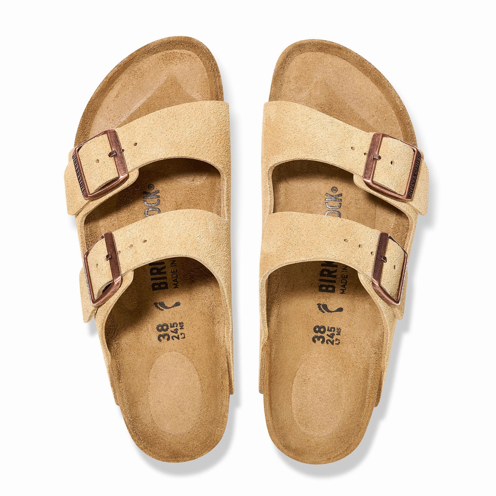 No Bind Thermoplastic Durable Frame Birkenstock Arizona Slide Sandal (Unisex) - Latte Cream Suede
